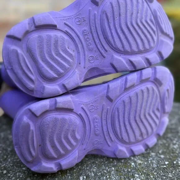 Crocs Handle It Boots Purple Slip on Unisex Kids M size 1 - W 3 - Picture 9 of 13